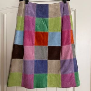 Isaac Mizrahi suede patchwork skirt